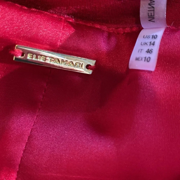 Z Elie Tahari Two Tone Red Midi Dress Size 10 With Gold Zipper Fit and Flare - Picture 6 of 9